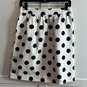 J. Crew Navy on White Polka Dot Skirt, size 2